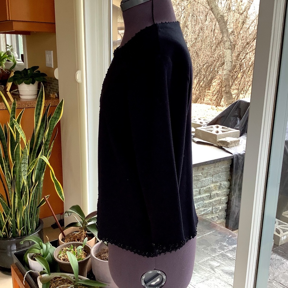 Jersey knit black 3/4 sleeve open front summer cardigan